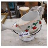 Metal watering can, stainer and jar