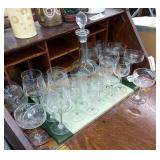 Vintage glass cocktail and decanter set