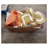 Large basket full of textiles lot