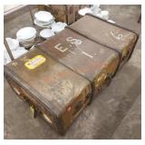Vintage luggage chest with original travel stamps