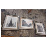 Vintage framed art sketches