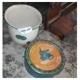 Ivorystone enamelware bucket and tin lot