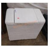 Vintage wicker hamper and contents