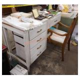 White wood  desk with chair