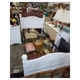 Twin white wooden bed frame