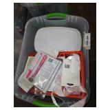 Tote of sewing and crafting items