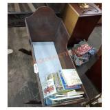 Vintage wooden cradle and book lot