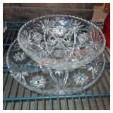 Large clear bowl and platter set