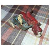 Antique cast iron toy  motorcycle and sidecar