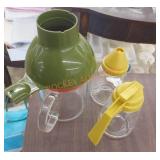 Pyrex, syrup Dispenser,  and funnel