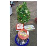 Vintage tin and topiary lot