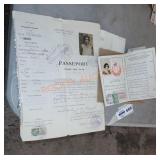 Vintage passports and papers