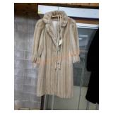 Vintage light tan fur coat with tassel tie