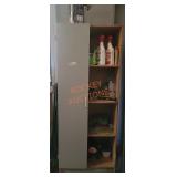 Wooden storage cabinet and contents