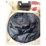 31"W Mushroom Chair Black Fuzzy