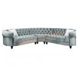 Qulan 100" 3pc Velvet Curved Modern Sectional