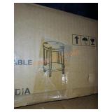 Natural acacia round end table