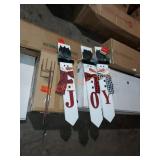 Joy snowman yard stakes