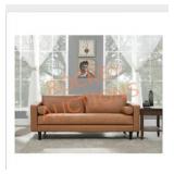 HOMESTOCK 74.5 in. W Leather  Leather Mid-Century