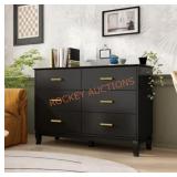 6-Drawer Black Dresser, Unknown Size