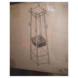 Eight Hook coat rack with metal basket