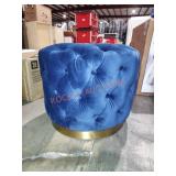 Blue Tufted Ottoman 17"h 22"w
