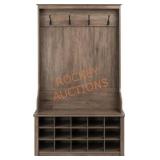 Prepac Drifted Grey Hall Tree with Storage