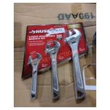 Husky 3pc Adjustable Wrench Set