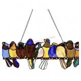 Birds on a Wire Stained Glass Window Hanging