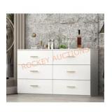 6-Drawer White Wood Dresser