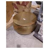 Hammered metal storage ottoman