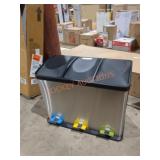 3 Compartment Step Recycling Bin