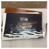 Vintage atlas and Japan airlines calendar