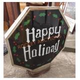 Vintage stop sign style lighted happy holiday lamp