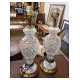 Set of vintage lead crystal table lamps