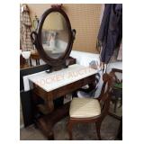 Antique walnut dressing table with marble top