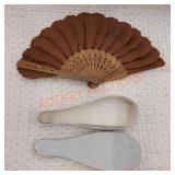 Antique ladies fabric fan