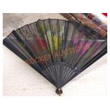 Antique ladies fabric fan