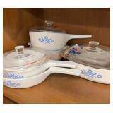 Vintage cornflower Corning ware dish lot