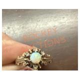 Vintage gold diamond and opal ring