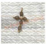 Antique 14k woven hair mourning cross pended