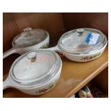 Vintage corning ware small handled dish set with