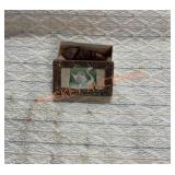 Miniature antique box with 3 pieces raw amber,