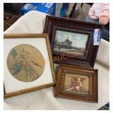 Framed small vintage art lot