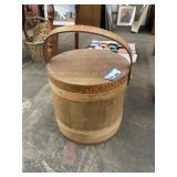 Large Antique firkin bucket with lid