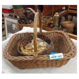 Vintage basket and clothes pin lot