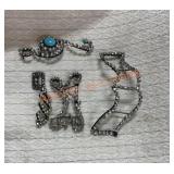 Vintage rhinestone and turquoise Jewelry lot