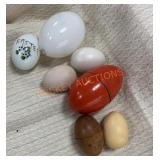 Vintage faux glass and wooden egg lot