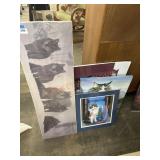 Cat and wolf art and posters lot
