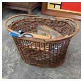 Vintage basket with handles and contents